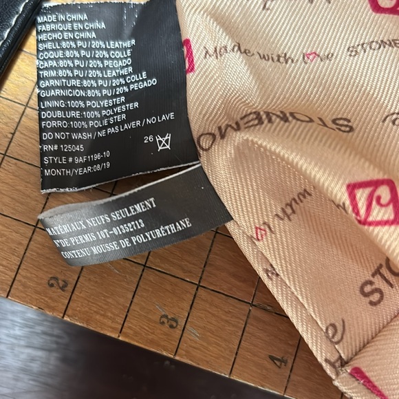 Stone Mountain USA Bag Black Leather w PVC Silver Zipper Pockets 9”Lx6.75”Hx2”D - Picture 15 of 17